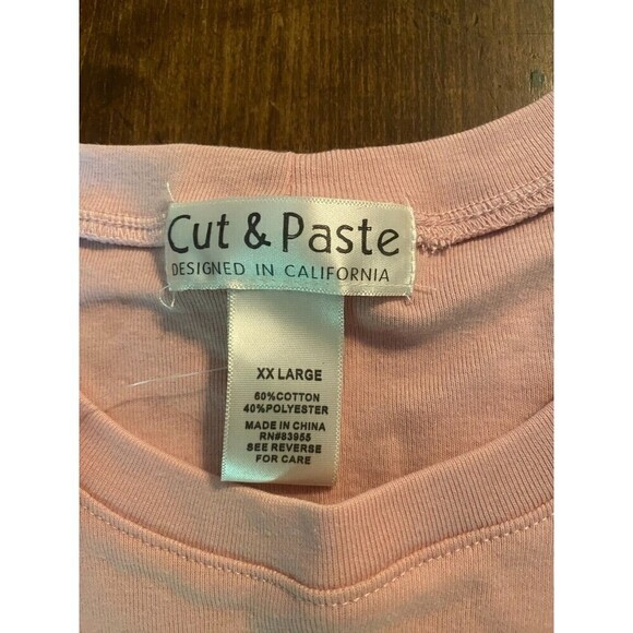 Cut and paste T-Shirt, Designed In California, Summer Crop Top, Size XX-Large - Picture 4 of 5
